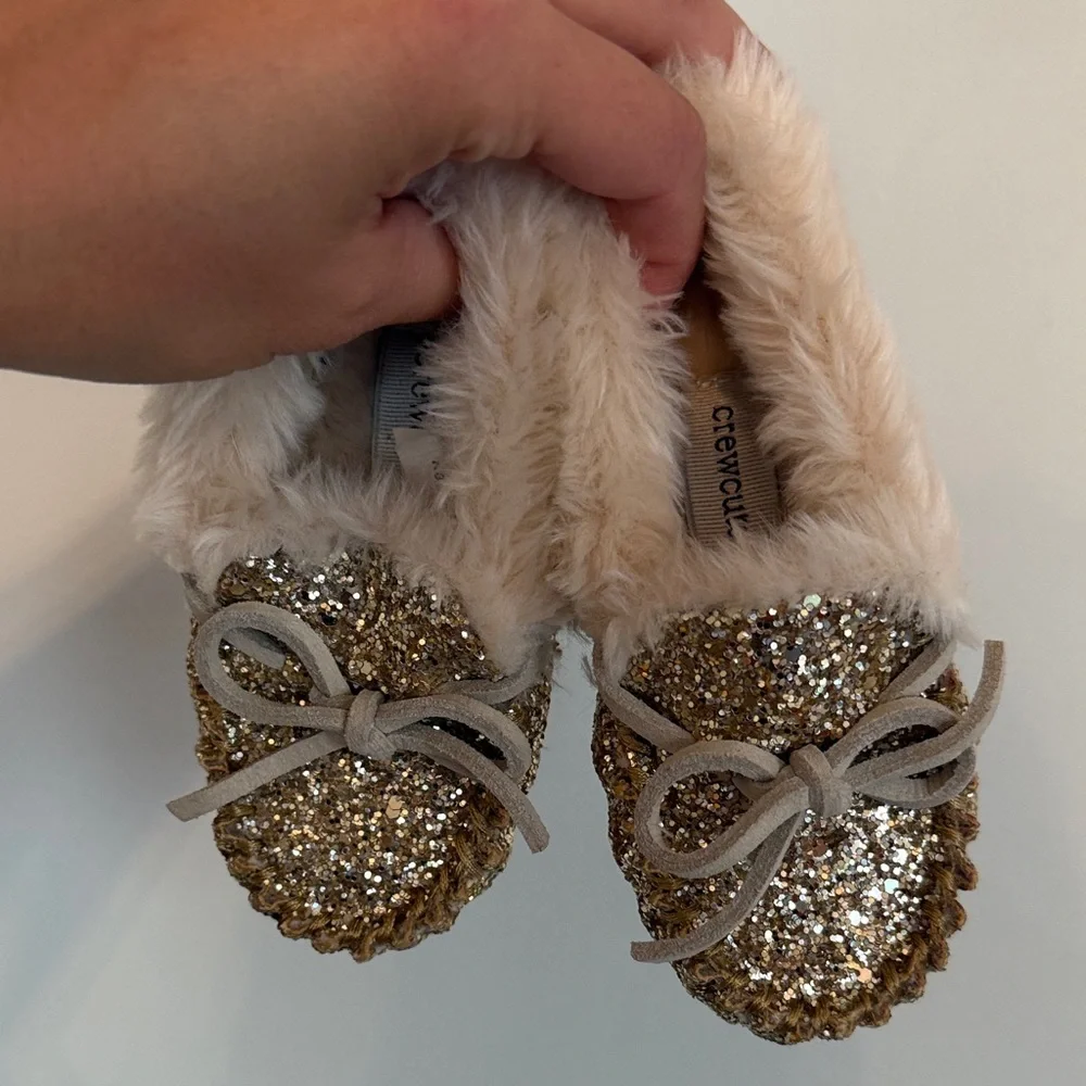 Crewcuts Gold Glitter Kids Moccasins